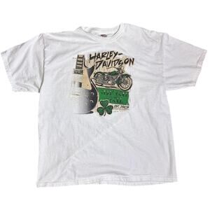 2011 shamrock and flame hits Harley Davidson white graphic tee (XL)